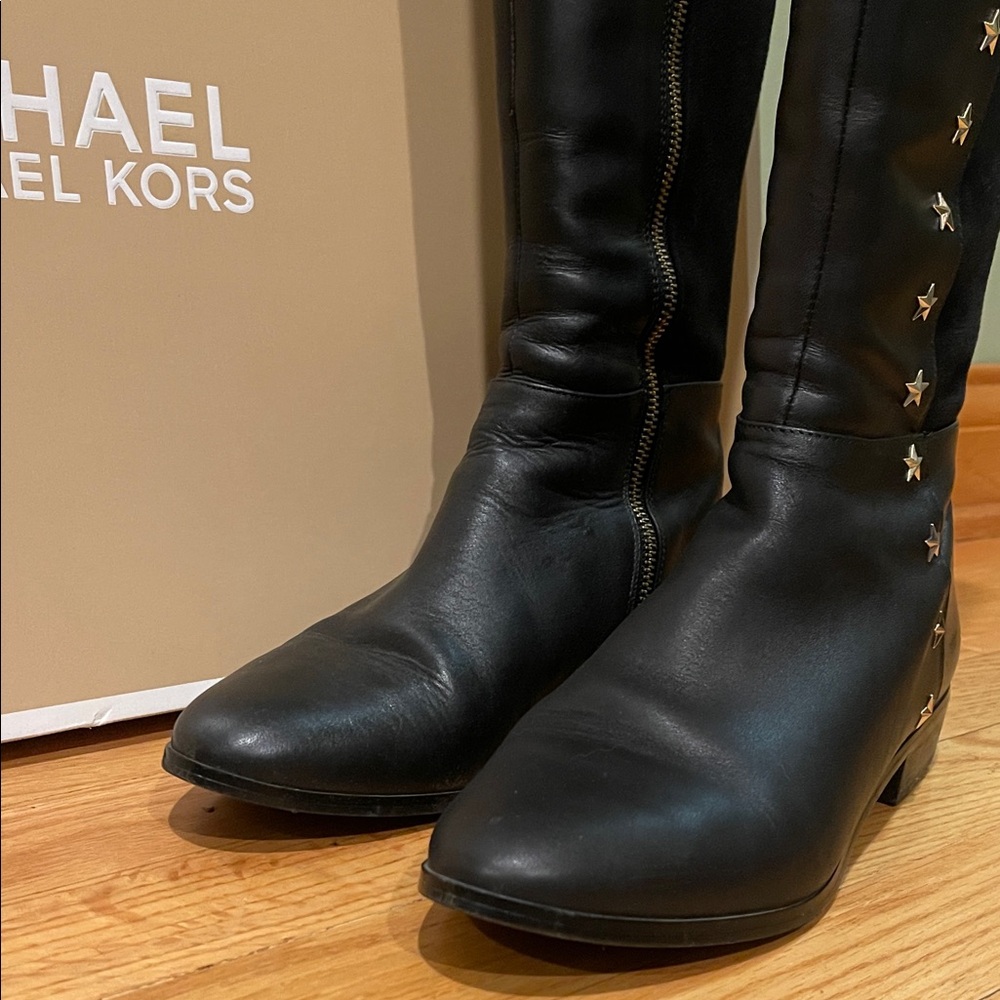 Michael Kors Black Boots with Star Accents - Picture 3 of 8